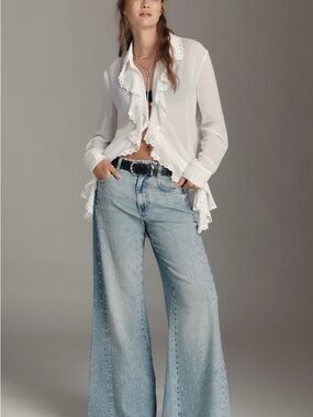 ✨Pilcro (NWOT) The Adi Mid-Rise Studded Flare Jeans Size 27✨